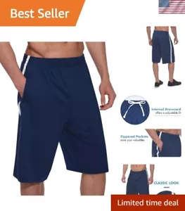 Men's Basketball Shorts Long with Zipper Pockets Quick Dry Workout Training D... - Picture 1 of 6