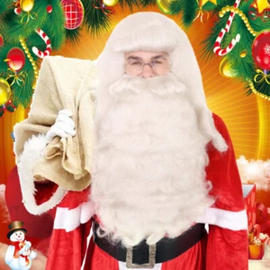HPO Men's Santa Claus Long Wig and Beard Set | Premium Standard Cap - Picture 1 of 20