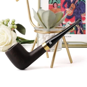 Billiard Smoking Pipe Ebony Straight Stem Tobacco Pipe Wooden Handmade 9mm Pipe - Picture 1 of 11