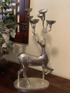 16.5" Silver Christmas Reindeer Antler Candle Holder~Votives or Tea Lights - Picture 1 of 10