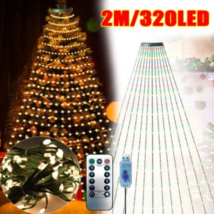 Christmas Tree Waterfall String Lights RGB Outdoor/Indoor Waterproof Smart Fairy - Picture 1 of 18