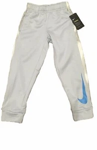 Nike Boys Therma Active Training Pants Blue Swoosh Logo Wolf Grey Boy 7 Long NEW - Picture 1 of 9