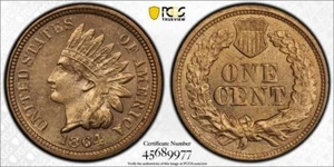 1864 P PCGS MS63 - Indian Head Cent Penny - 1c US Coin #46596A - Picture 1 of 5