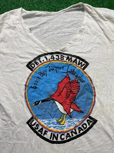 Vtg 80s USAF In Canada T-Shirt Sz Large White Det 1,438 MAW - Picture 1 of 5