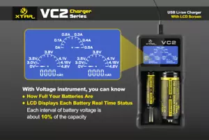 Xtar VC2 USB Processor Professional Li-ion Batteries Charger - For most sizes - Picture 1 of 8