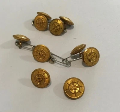 10 VTG Waterbury Uniform Brass Buttons w anchor & ships wheel - Image 1 of 3