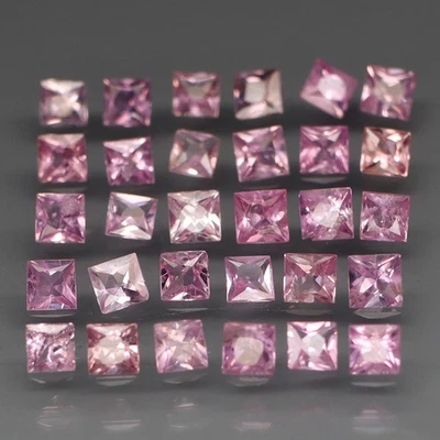 Princess Cut 2.3 至 2.5 毫米 仅加热! 粉色蓝宝石完美切割 30 件 / 2.92 克拉 — 第 1/4 张图片