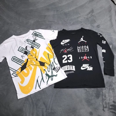 2 Nike Air Jordan Shirts Youth Boys Size Large Black White Basketball Jumpman - Image 1 of 4