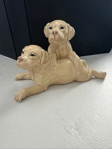 VINTAGE* MENTON MANOR CERAMIC FIGURINE LABRADOR PUPPIES HEREDITIES ENGLAND - Picture 1 of 7