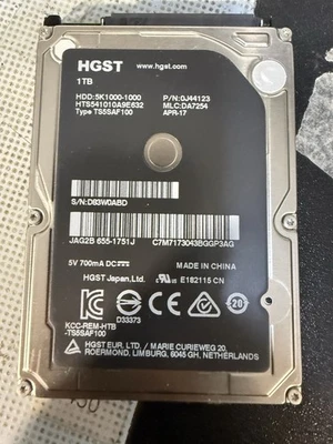 HGST Hard Disk 1 TB 2.5" HDD  SATA III 5400RPM - Immagine 1 di 3