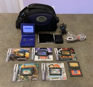 Nintendo Gameboy Advance SP Console Blue  AGS-001 7 Games Case Charger Link Cord - Picture 1 of 15
