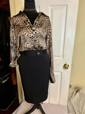 Rafaella Petite Women’s Black Career Classic Belted Pencil Skirt 10P - Изображение 1 из 4