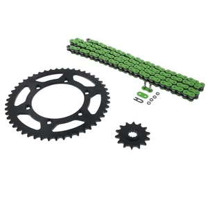 Kawasaki KLX 400 2003 cadena de junta tórica verde y piñón negro 14/49 114 L - Imagen 1 de 4