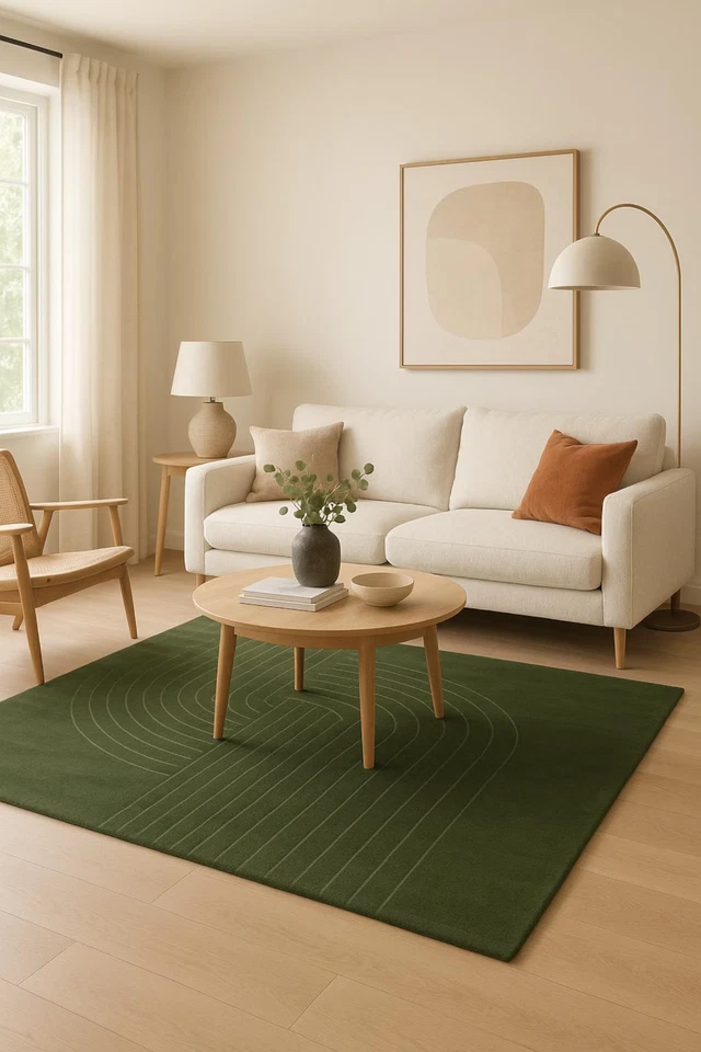 Modern Hand-Tufted Rug – Geometric Line Art Carpet, Contemporary Area Rug - Image 1 of 2