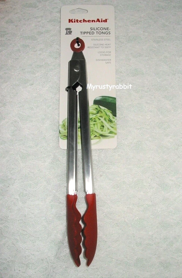 KitchenAid Gourmet Red Silicone Tip Stainless Steel Tongs KO094OHERA - 1 Each