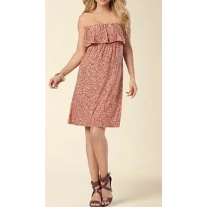 Soma Sundress Womens M Orange Geometric Ruffled Bandeau Convertible Coconut Girl - Picture 1 of 12