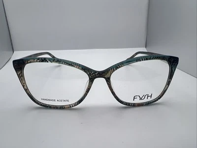 FYSH 3699 S402 55/16 140 Teal & Born Print Women’s Eyeglass Frames 2125 - Image 1 of 4