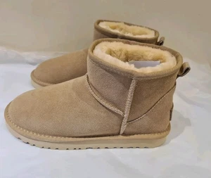 UGG Classic Ultra Mini Boot Sand UK 6 EU 39 USA 8 fur lining New with Box - Picture 1 of 14