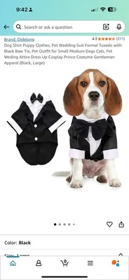 Disfraz de esmoquin blanco y negro para perros y gatos Foto 1 de 2