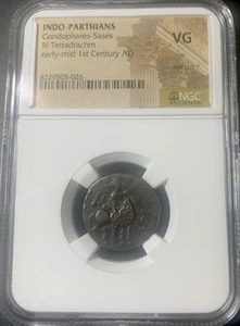 Indo-Parthians / Gondophares-Sases / Bl Tetradrachm / 1st Century AD / NGC VG - Picture 1 of 3