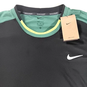 Nike Court Dri-FIT Advantage Herren 2XL schwarz/grün Trikot Tennis Oberteil Shirt, neu - Bild 1 von 5