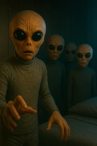 Alien Abduction Cryptid Retro individueller gestanzter Vinyl-Aufkleber 3,5 x 2,5 - Bild 1 von 1