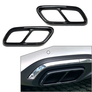 Carbon fiber Rear Exhaust Muffler Tail Pipe Cover Trim For Benz C-Class W206 - Foto 1 di 8