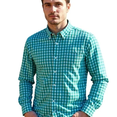 L.L. Bean Men's 2XL Plaid Button-Down Shirt Blue Green Long Sleeve Traditional  - Image 1 of 4