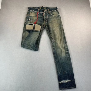 Pantalones de mezclilla Dsquared2 para hombre 30x32 ribete azul desgastado aplastado destruido - Imagen 1 de 24