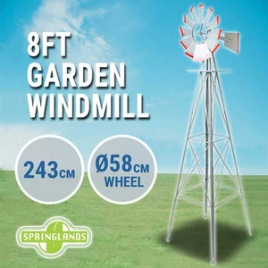 Garden Windmill 8FT Metal 243cm Decorative Ornamental Outdoor Wind Mill - Picture 1 of 10