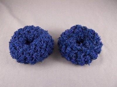 Navy Blue fluffy eyelash stretch ponytail holders scrunchies set pack of 2 - Image 1 of 3