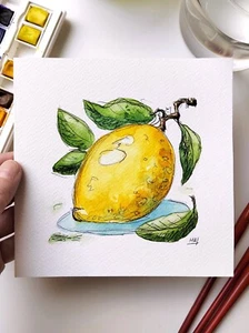 Original Lemon Painting Vibrant Citrus Fruit Art for Home Decor - Picture 1 of 5