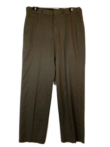 Pantalones de vestir informales marrón Haggar para hombre 36x32 pierna recta frente plano - Imagen 1 de 12