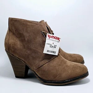 New MIA Shayna Ankle Boot Wonens Size 7.5M Faux Leather Brown Lace up - Picture 1 of 9