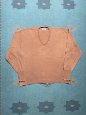 Vintage 60s puritan sweater soft nylon knit v neck peach orange size 44 large - Image 1 of 4