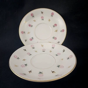 Platillos Noritake vintage de 5 5/8" de diámetro Juego de 2 chinas de hueso Pink Rose 5530 Sprigs - Imagen 1 de 5