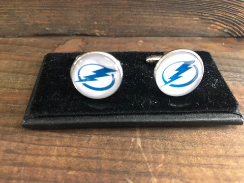 New CUFFLINKS for dress shirt - TAMPA BAY LIGHTNING Hockey Theme Cuff Links Cover