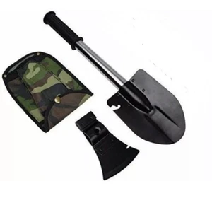 2 in 1 Emergency Camping Hiking Shovel Axe Gear Kit Tool Ultimate Combo Deluxe - Picture 1 of 3