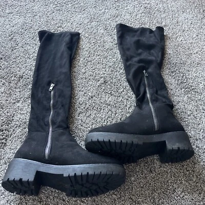 Women’s COOLWAY BENJI BLACK VELVET BOOTS Size US 8 Platforms - Image 1 of 4