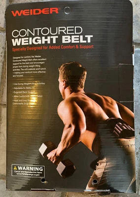 Cinturón de levantamiento de pesas contorneado Weider entrenamiento de fuerza S/M cintura 24 a 34" Foto 1 de 3