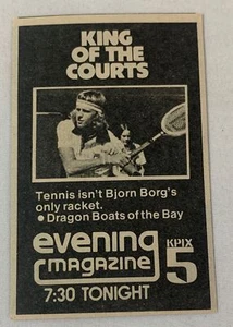 1980 small KPIX Evening Magazine tv ad ~ BJORN BORG tennis - Picture 1 of 1