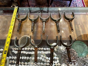 Lote de 9 cerraduras de remo antiguas de metal galvanizado para bote de remos - Imagen 1 de 5