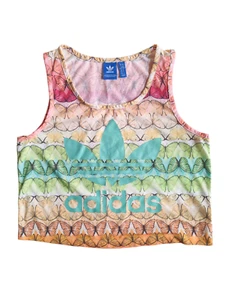 Adidas Originals Cropped Top Womens Size 14 Butterly Pattern Tank Multicoloured - Picture 1 of 10