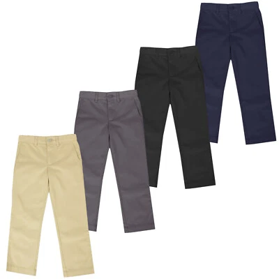 Boy's Flat Front School Uniform Pants (Sizes:- 4-20) NEW FREE SHIPPING - Image 1 of 2