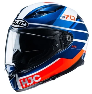 HJC F70 Tino Motorcycle Helmet Blue/Orange - Picture 1 of 3
