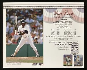 Jim Rice 2009 Baseball HOF Induction Card 8x10 Boston Red Sox Postmarked 7/26/09