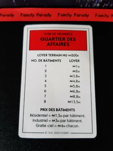 Carte Titre de Propriété Quartier des Affaires pièce détachée Monopoly City - Photo 1/2