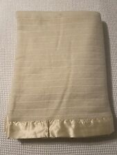 Vintage Fieldcrest Acrylic Twin Blanket Satin Trim Loom Woven, Cream 66X90