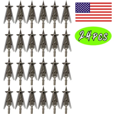 SOSOSHOOT 24Pcs NAP Killzone Trophy Tips Broadheads 100Grain Sharpen Blade 2" Cut Archery