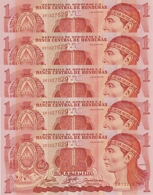 LOT, Honduras 1 Lempira (13.7.2006) p84e x 5 PCS UNC - Image 1 of 3